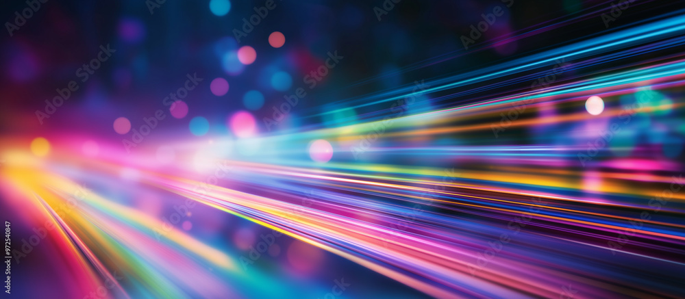 Aufkleber a mesmerizing display of light beams reflecting vibrant colors across a dark background, creating a 