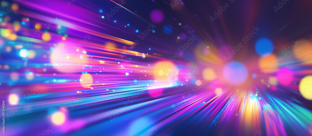 Aufkleber a mesmerizing display of light beams reflecting vibrant colors across a dark background, creating a 