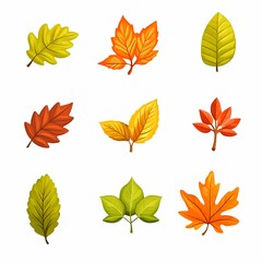 Obraz premium Set of icon autumn leaves on a white background. Vector illustration.