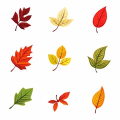 Fototapeta premium Set of icon autumn leaves on a white background. Vector illustration.