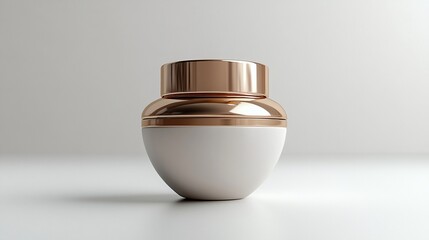 3d render white cream bottle with golden cap and decorative metallic rings isolate3d on white background blank cosmetic package mockup