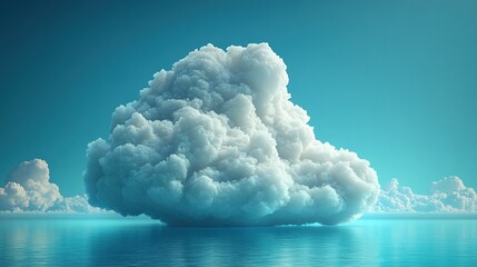 3d render white fluffy clouds levitating inside the minimal room interior objects isolate3d on blue background modern design abstract metaphor color of the year