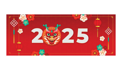 Happy Chinese New Year 2025 simple banner template