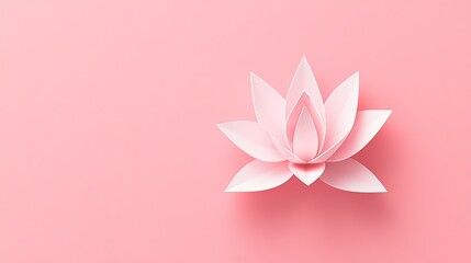 Fototapeta premium White paper lotus flower on a pastel pink background.