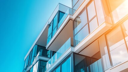 Fototapeta premium A modern glass building with balconies.