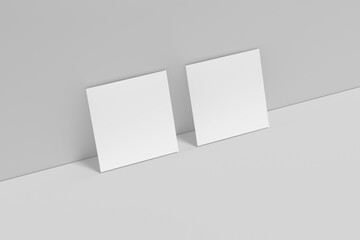 Blank square pages leaflet on gray background