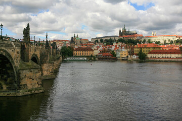 Charles Bridge and Vltava River in Prague, Czech