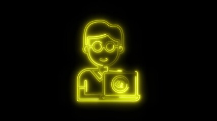 Pro Gamer Icon in Video HD Neon Animation – Gaming and Esports Symbol with Dynamic Glow on Black Background