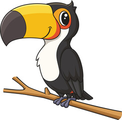 Happy toucan bird on branch vector image