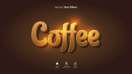 Coffee editable 3d text effect template vector typography design