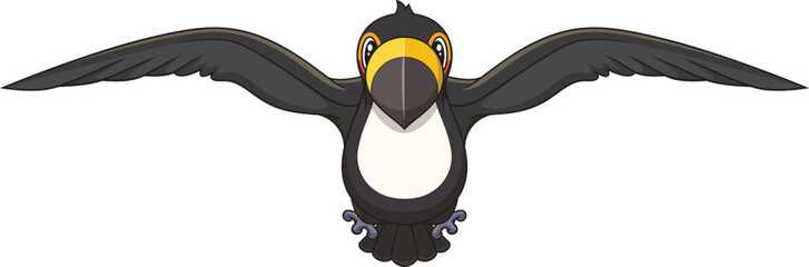Front view of a toucan bird while flying with wings extended vector image © heyclipart
