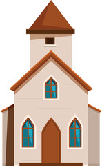 Small rural church building with steeple standing tall