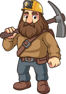 recommend clip art: Dwarf miner with mining pick over his shoulder vector image