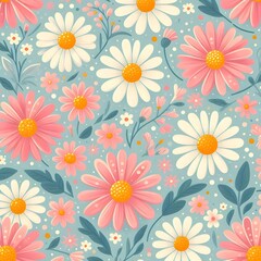 Obraz premium A wallpaper of seamless flowers pattern background 