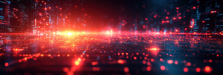 Obraz premium A cybersecurity background flashes with red warnings and digital alerts about potential threats.