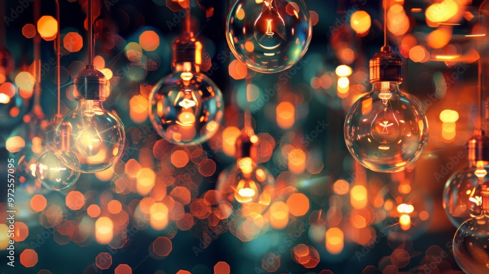 Fototapete a dynamic and vibrant design showcasing a multitude of bright light bulbs in a visually appealing ar