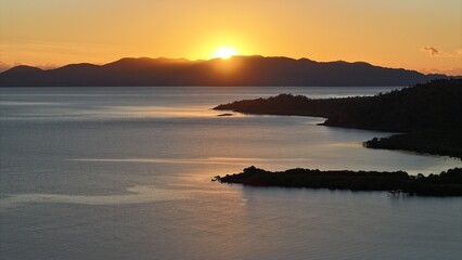 Fototapeta premium Aerial Sunrise of Bohle River Townsville Queensland Australia