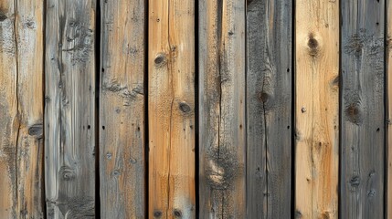 Rustic wooden background with vertical planks in different shades of brown and grey.