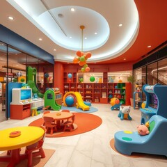 Children's entertainment center playroom in the shopping center gameroom 