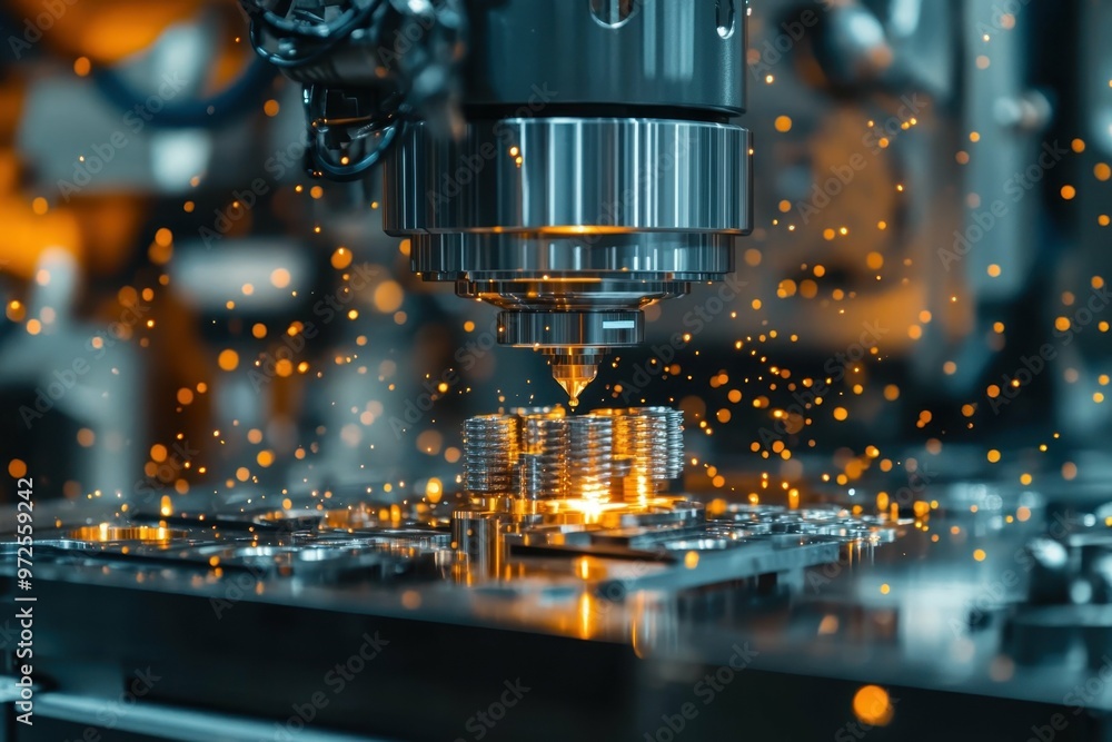 Aufkleber a close-up of a robotic arm assembling delicate components, symbolizing ai's precision and efficienc