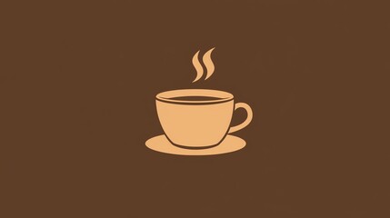 Fototapeta premium Simple minimalist illustration of a coffee cup with steam.