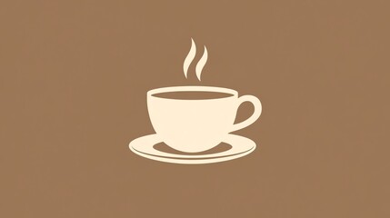 Obraz premium Simple illustration of a steaming cup of coffee on a saucer.