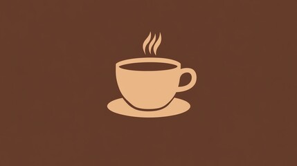 Obraz premium Simple graphic design of a steaming cup of coffee on a saucer.