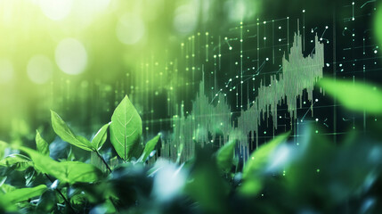 Illustration of eco-friendly finance growth depicted by an upward graph, showcasing environmentally responsible practices and ethical financial management