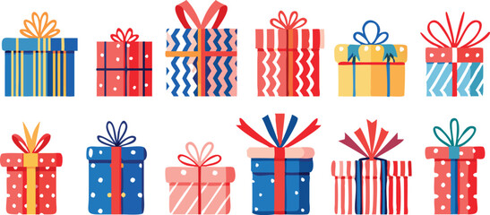 Fototapeta premium Vector illustration of various holiday gift boxes
