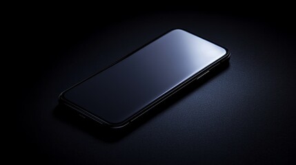 Black smartphone on a black background, screen is dark, with a single light source illuminating the edge of the phone.