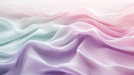 Obraz premium Soft pastel waves in pink, lavender, and mint flowing horizontally, with noise texture, with copy space