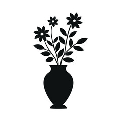 Obraz premium a Silhouette Vase Flowers, vector silhouette, isolated white background 