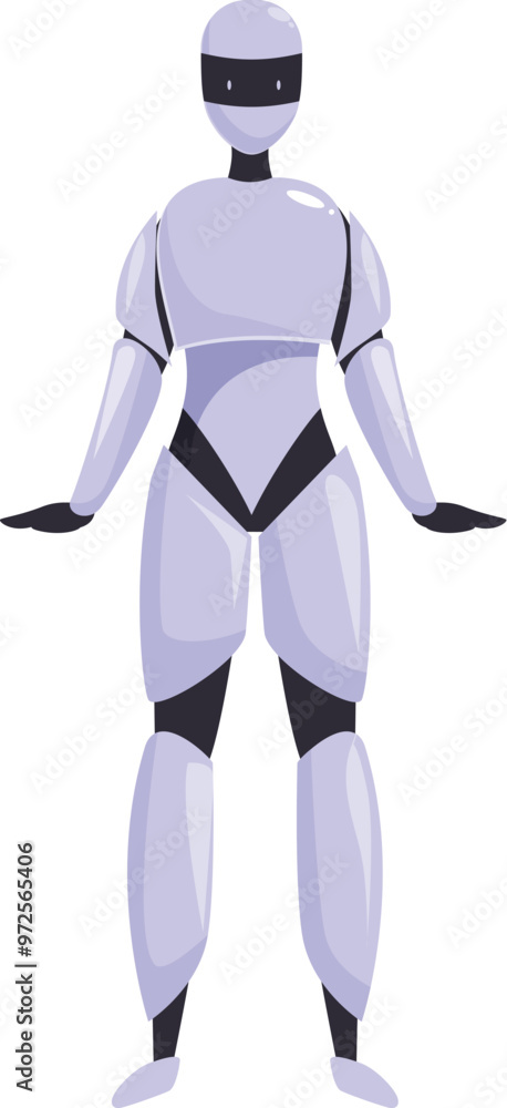Poster modern robot is standing with outstretched arms, showcasing its advanced design and capabilities
