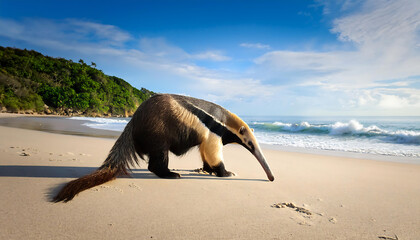 Fototapeta premium baby anteater relaxing on the beach