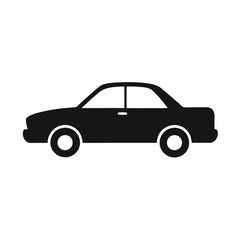 a simple car, vector silhouette, isolated white background 