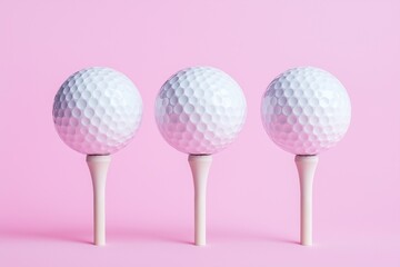 Golf ball on a tee pastel pink background 