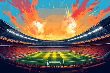 Obraz premium pop art style illustration of a football stadium