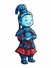 Humorous Chibi General: A Playful Cartoon Representation of a Chinese Official , Soldier , General