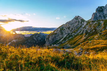 Obraz premium The Julian Alps, a mountain range of the Southern Limestone Alps that stretch from northeastern Italy to Slovenia