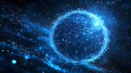 Abstract Sphere Glows with Network Connections in Space