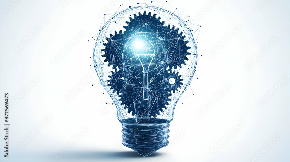 Poster light bulb with gears: concept of innovation