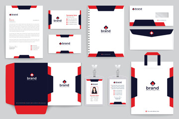 Red color stationery design