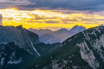  The Julian Alps, a mountain range of the Southern Limestone Alps that stretch from northeastern...