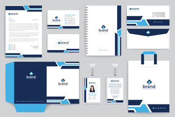 Blue and black color stationery design