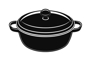 dutch oven silhouette vector with a white background.