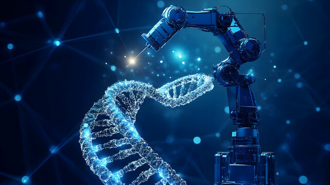 Robotic Arm Manipulating DNA Strand: Genetic Engineering