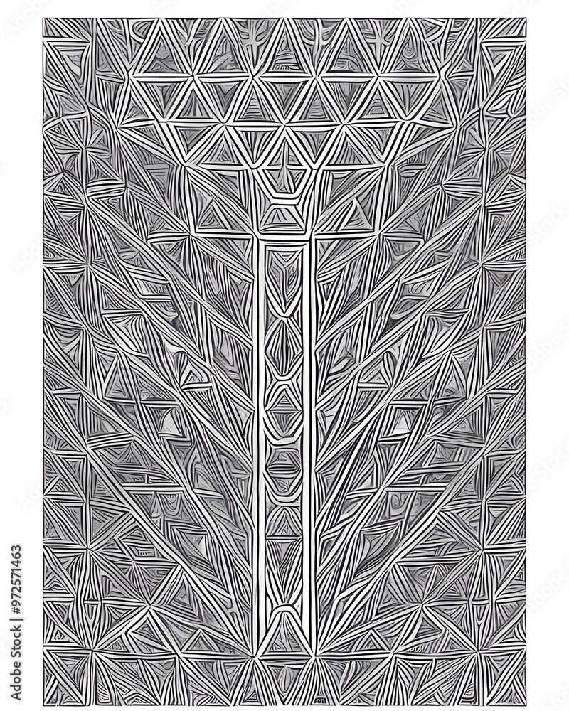 Poster vector pattern in geometric ornamental style. black and white pattern.