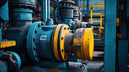 Blue water pump against the water backdrop