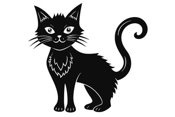 Obraz premium Halloween cat silhouette with a white background.