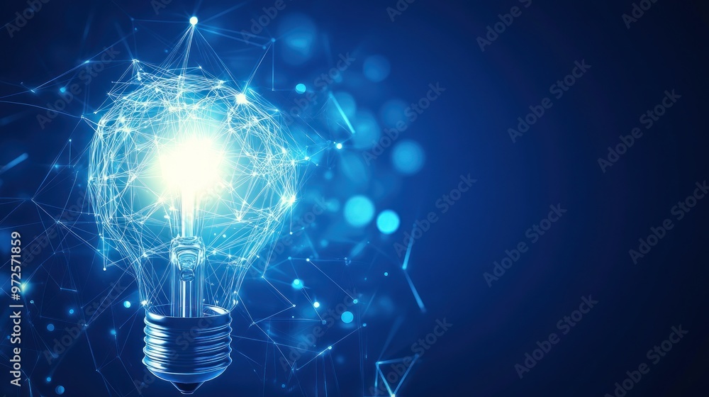 Aufkleber glowing lightbulb with network structure